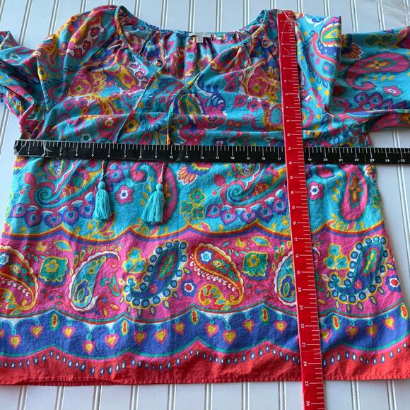 Talbots Multicolor abstract print babydoll blouse size XL - Picture 9 of 10